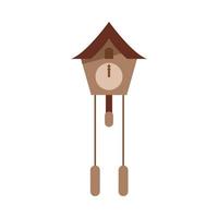 cuckoo clock in flat design style. showing twelve o' clock. isolated on white background. vector illustration.