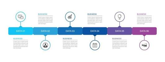 6 data infographics tab paper index timeline template. Vector illustration abstract background.