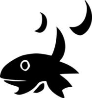 negro pescado dibujos animados icono vector