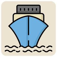 Filled color outline icon for Ship. vector