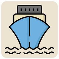 lleno color contorno icono para barco. vector