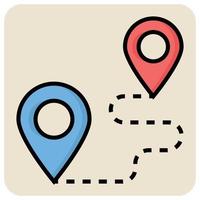 Filled color outline icon for Location map. vector