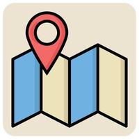 Filled color outline icon for Location map pin. vector