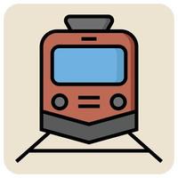 Filled color outline icon for Train. vector