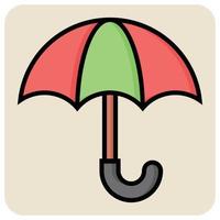 Filled color outline icon for Umbrella. vector