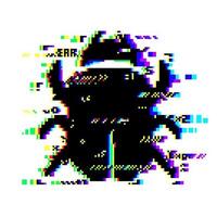 Glitch bug, TV screen pixel noise, VHS play effect vector