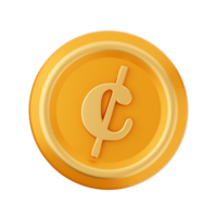 3d money coin gold cent icon render illustration png