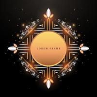 rounded frame in gold and dark background vector