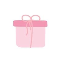 mano dibujado icono en blanco. regalo caja en rosado. fiesta regalo. enamorado día. mano dibujado vector ilustración.