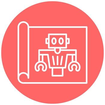 Robot Blueprint Vector Icon Style