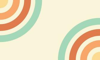 Colorful 60s and 70s circular stripes style vector illustration design. Vector of rainbow curve and colorful, geometric 70s and 60s groovy illustration
