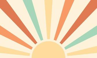 Retro groovy sun background. Colorful 60s and 70s circular stripes style vector illustration design