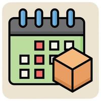 Filled color outline icon for Parcel date. vector