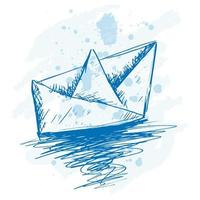 Sketch drawing paper boat illustration. vector