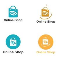 e-commerce logo shopping bag and online shop logo design with modern concept vector