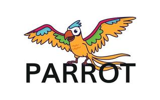 illustration with a multicolored parrot. The parrot spread its wings. Vector