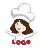 Girl chef is smiling. Vector illustration