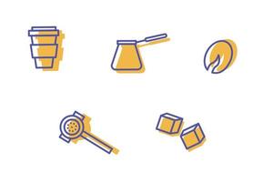 Linear icons. Making coffee. Vector photo