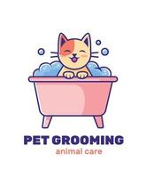 Companies with animals. The cat bathes in the bathroom. Cute animal. Vector illustration