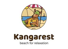 A kangaroo lies on the beach. A sunny summer day. vector