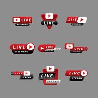 Set of Live Streaming Badges vector