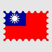 Postage stamp with Taiwan flag. Vector illustration.