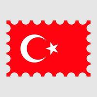 Postage stamp with Turkey flag. Vector illustration.