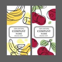 CHERRY AND BANANA Label Templates Vintage Sketch Vector Set