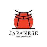 Japanese torii gate logo design vector illustration template