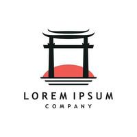 Japanese torii gate logo design vector illustration template