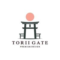 Japanese torii gate logo design vector illustration template