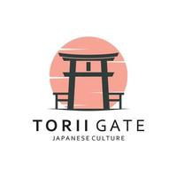 Japanese torii gate logo design vector illustration template
