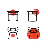 Japanese torii gate logo design vector illustration template