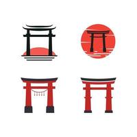 Japanese torii gate logo design vector illustration template