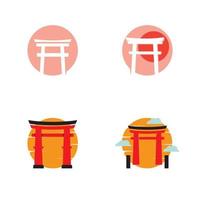 Japanese torii gate logo design vector illustration template
