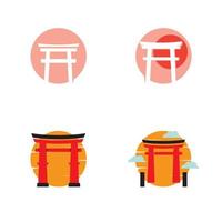 Japanese torii gate logo design vector illustration template