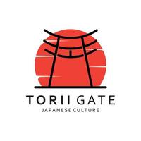 Japanese torii gate logo design vector illustration template