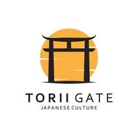 Japanese torii gate logo design vector illustration template