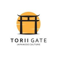 Japanese torii gate logo design vector illustration template