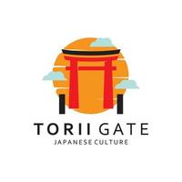 Japanese torii gate logo design vector illustration template