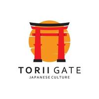 Japanese torii gate logo design vector illustration template