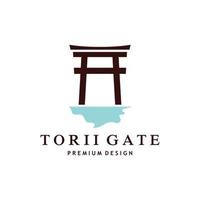 Japanese torii gate logo design vector illustration template
