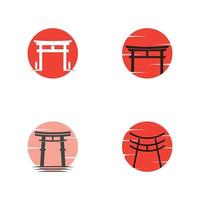 Japanese torii gate logo design vector illustration template