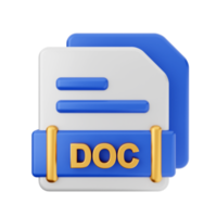 3d Arquivo doc formato ícone png