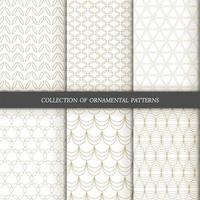 Set of 6 vector seamless patterns. Geometrical patterns on a white background.