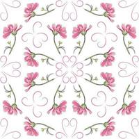 Modern seamless floral pattern, hand-drawn pink flowers on a white background. An elegant template for fashionable prints, printing, website design. vector