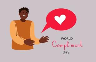 Young man holds a heart in his hands, compliment day vector