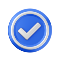 3d check mark icon render illustration png