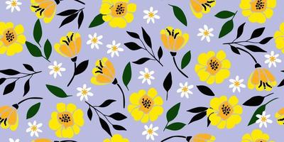 mano dibujado flores, sin costura patrones con floral para tela, textiles, ropa, envase papel, cubrir, bandera, interior decoración, resumen antecedentes. vector