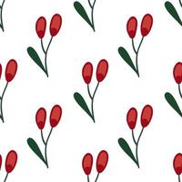 Barberry berries. Lovely seamless pattern with forest berries. vector